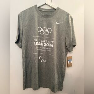 NWT Nike Dri-Fit Gray 2034 Salt Lake City Olympics Transition Logo Men’s Tee